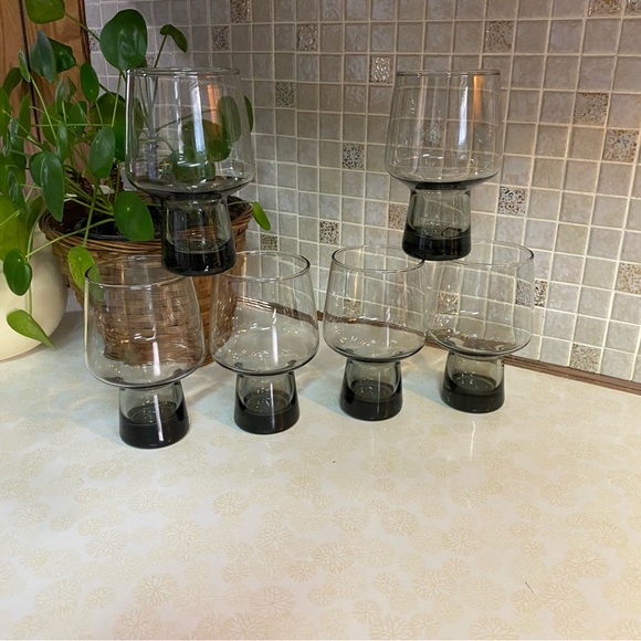 Libbey Other - Vintage Libbey smoked accent stax set of 6 beer glasses MCM barware
